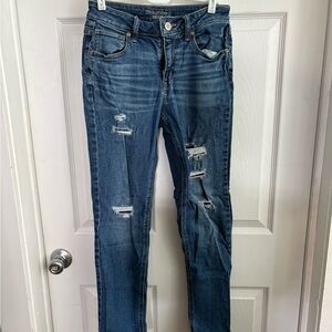 Maurices Dark Blue Ripped Skinny Jeans